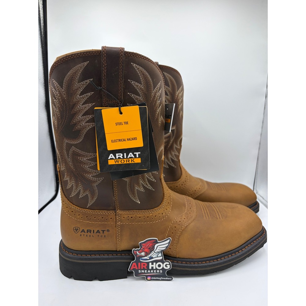 Ariat Sierra Steel Toe Work Boots Aged Bark Square Toe 10010134 Men 11.5 EE wide